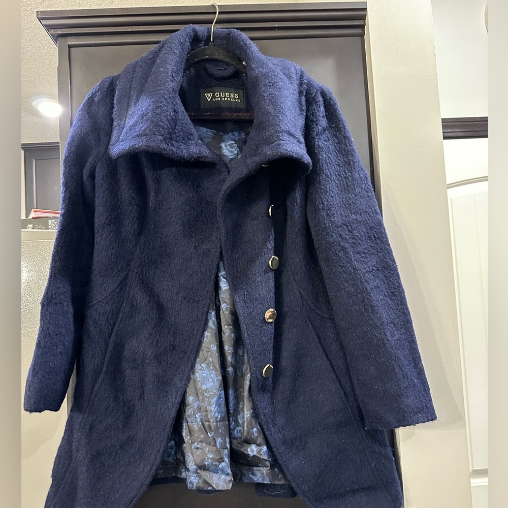 GUESS Women's Dark Blue Teddy Jacket